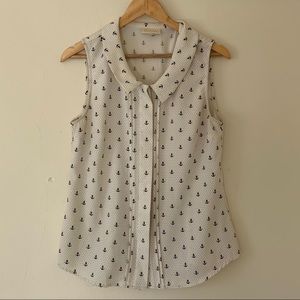 ModCloth Ivory Button Up With Anchor Print